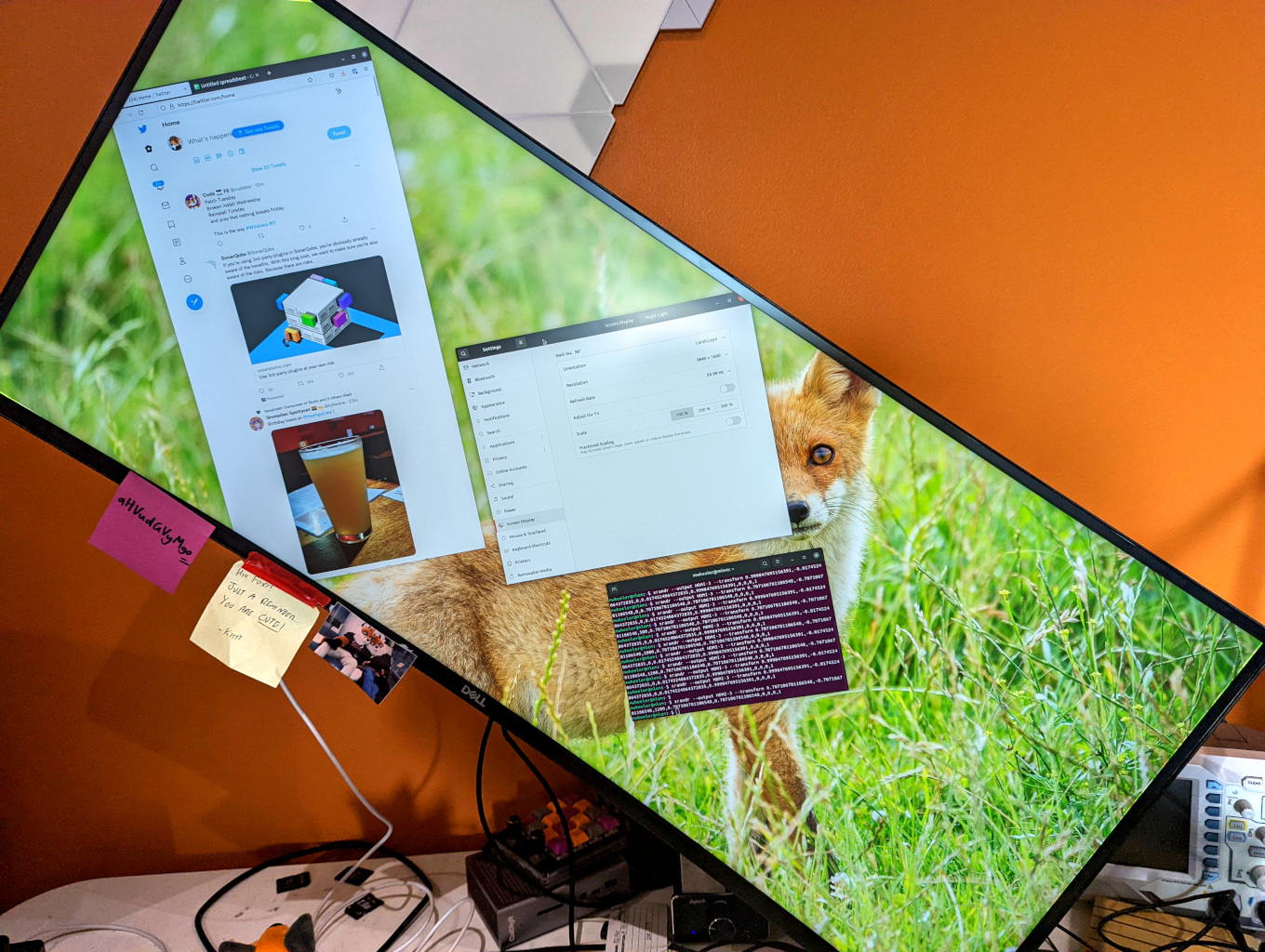 Monitor with a 45 degree rotation