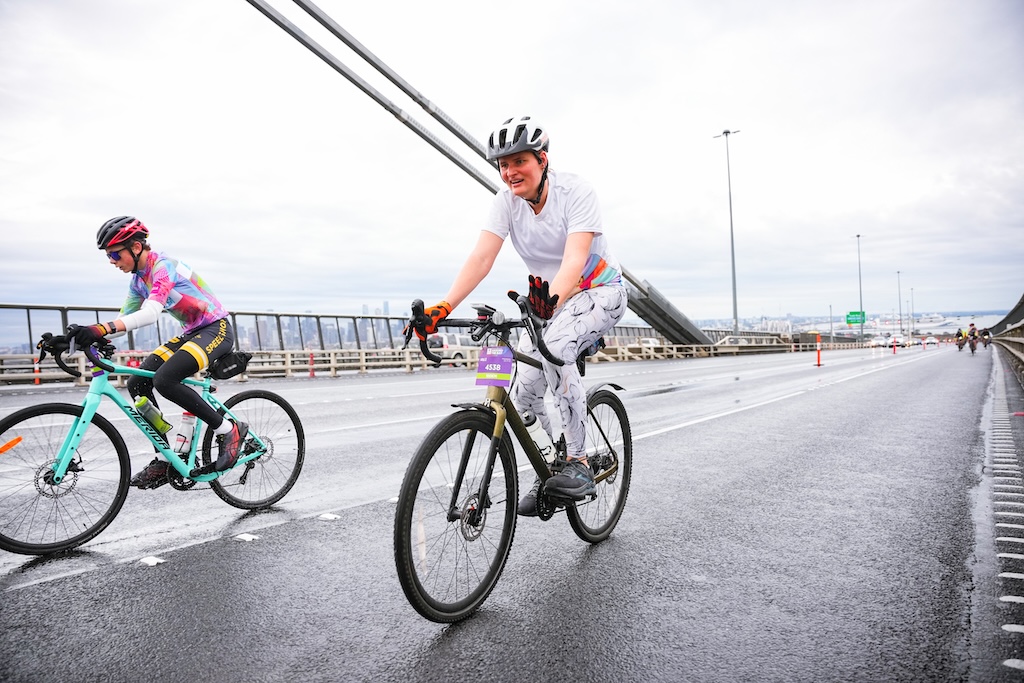 Riding up the west gate bridge