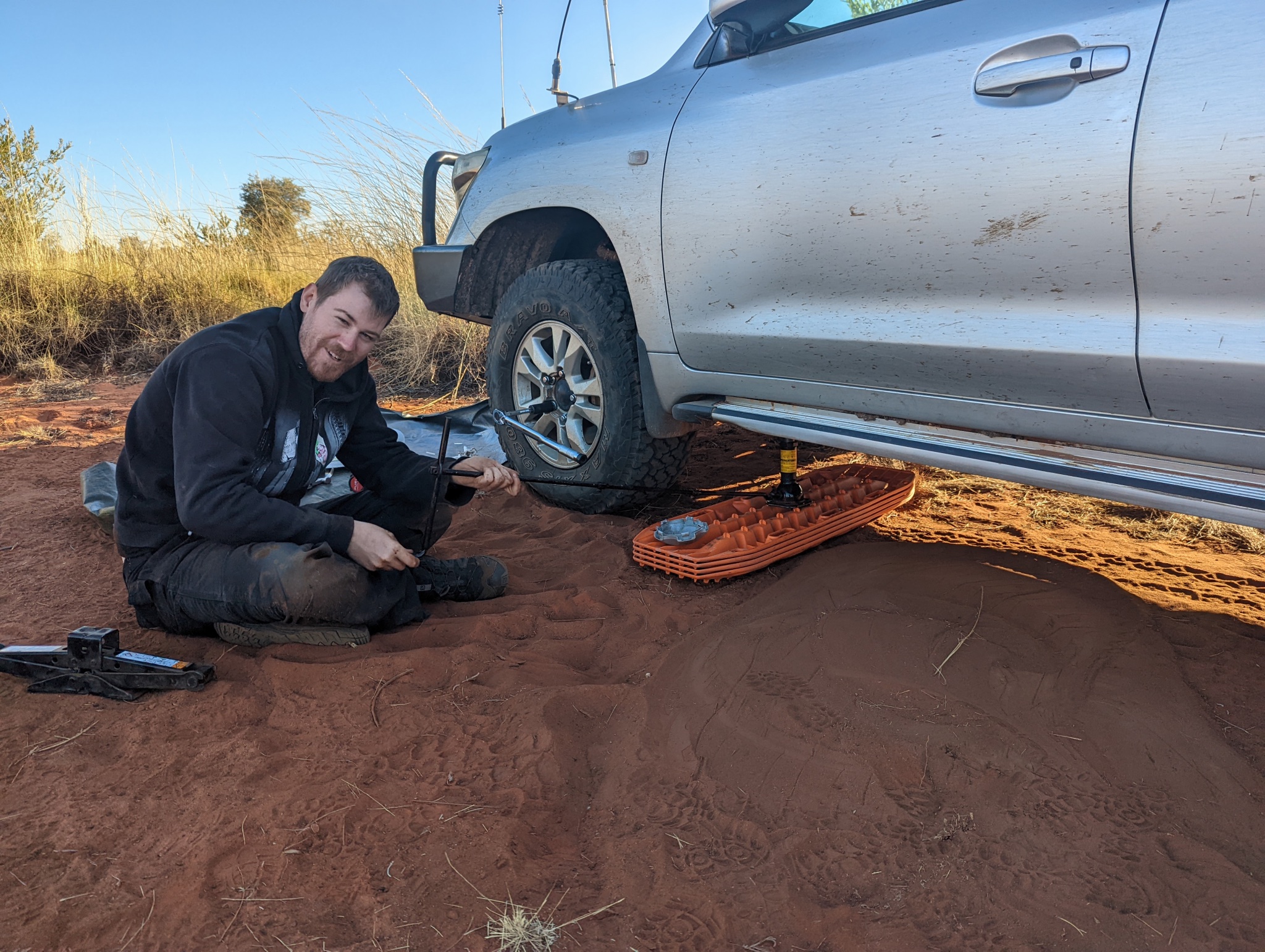 Droppy raising the car to work on the CV