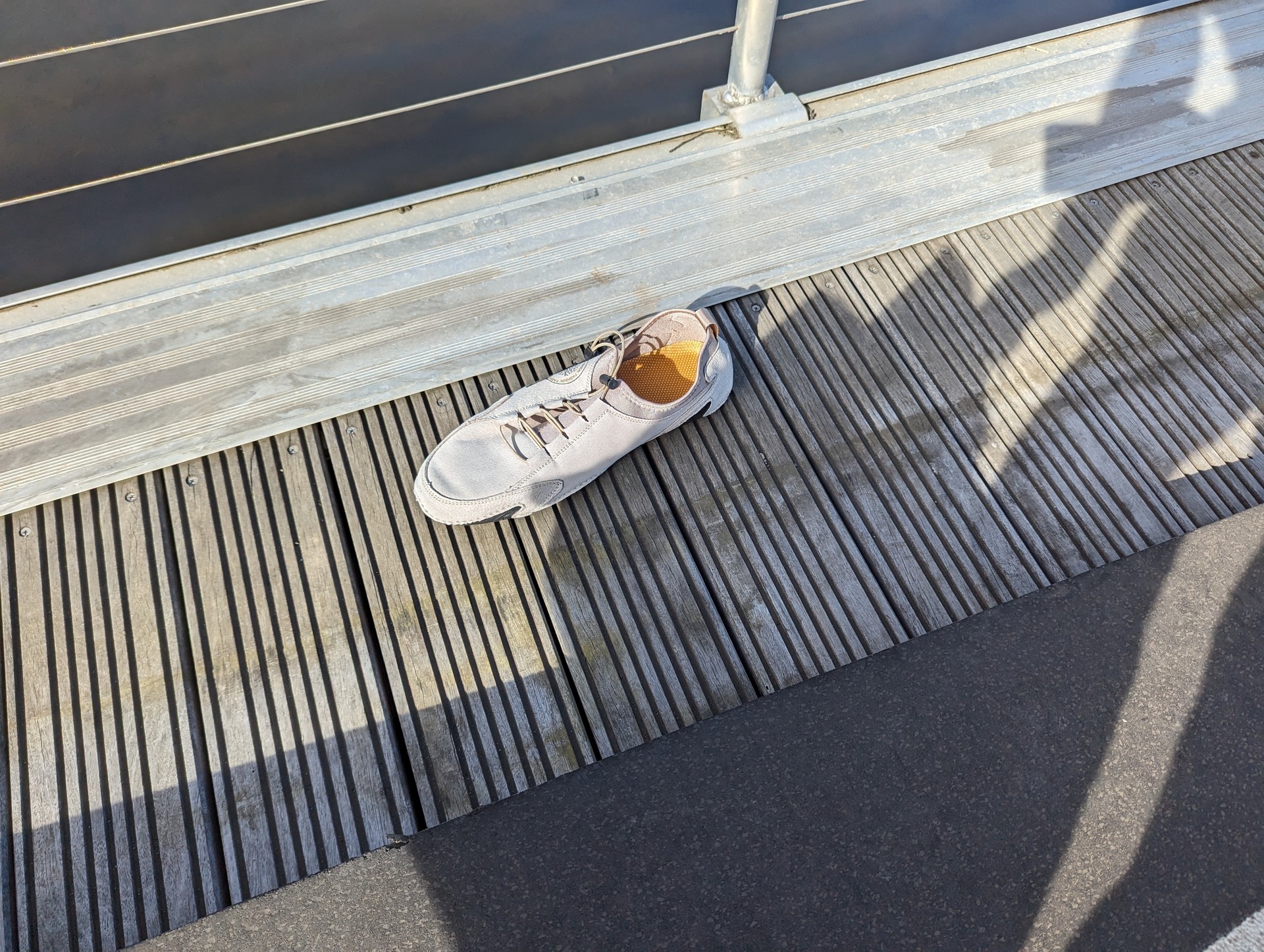 Shoe left on the side of the path