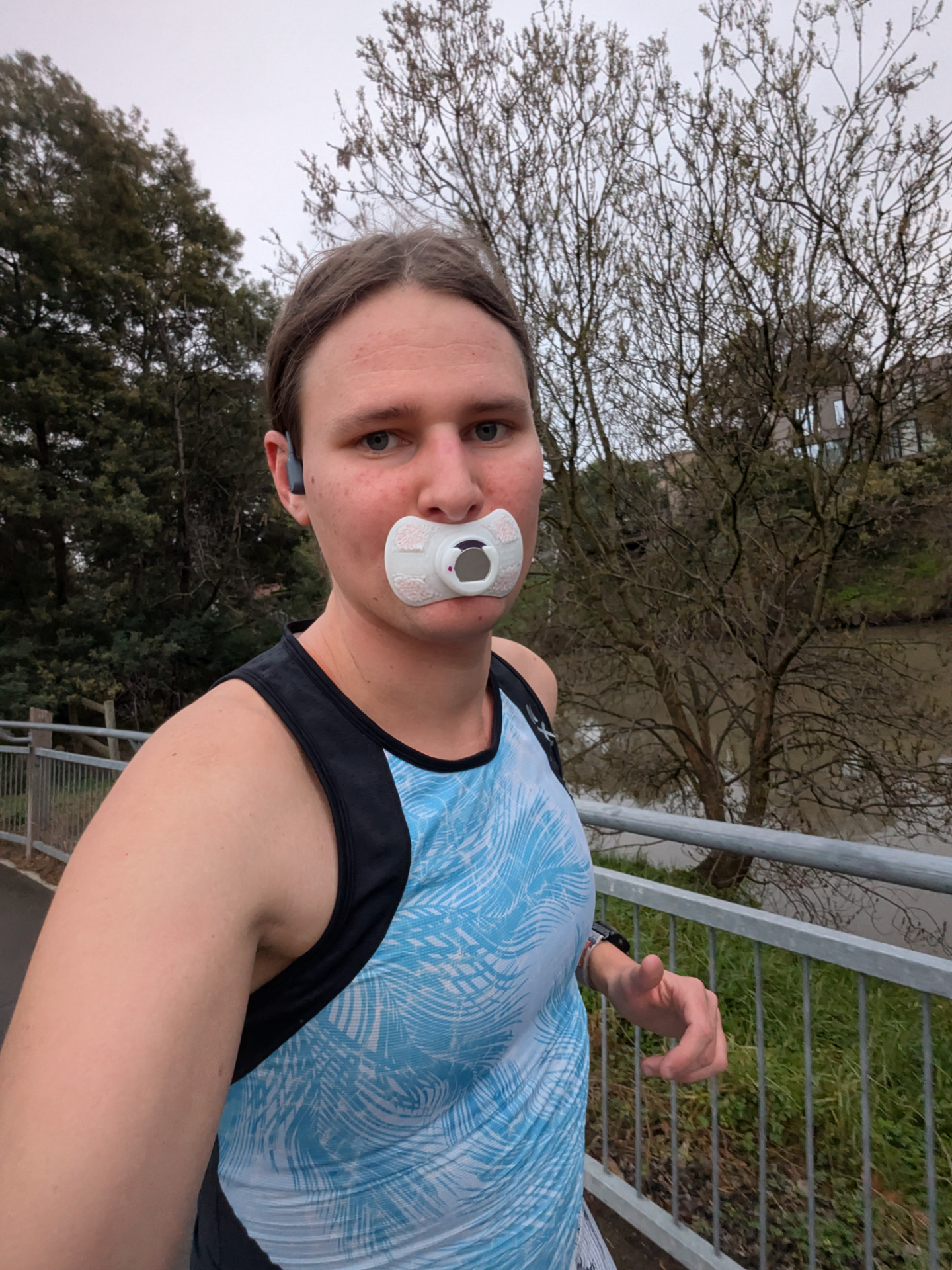 Selfie of me running with the Smart Paci
