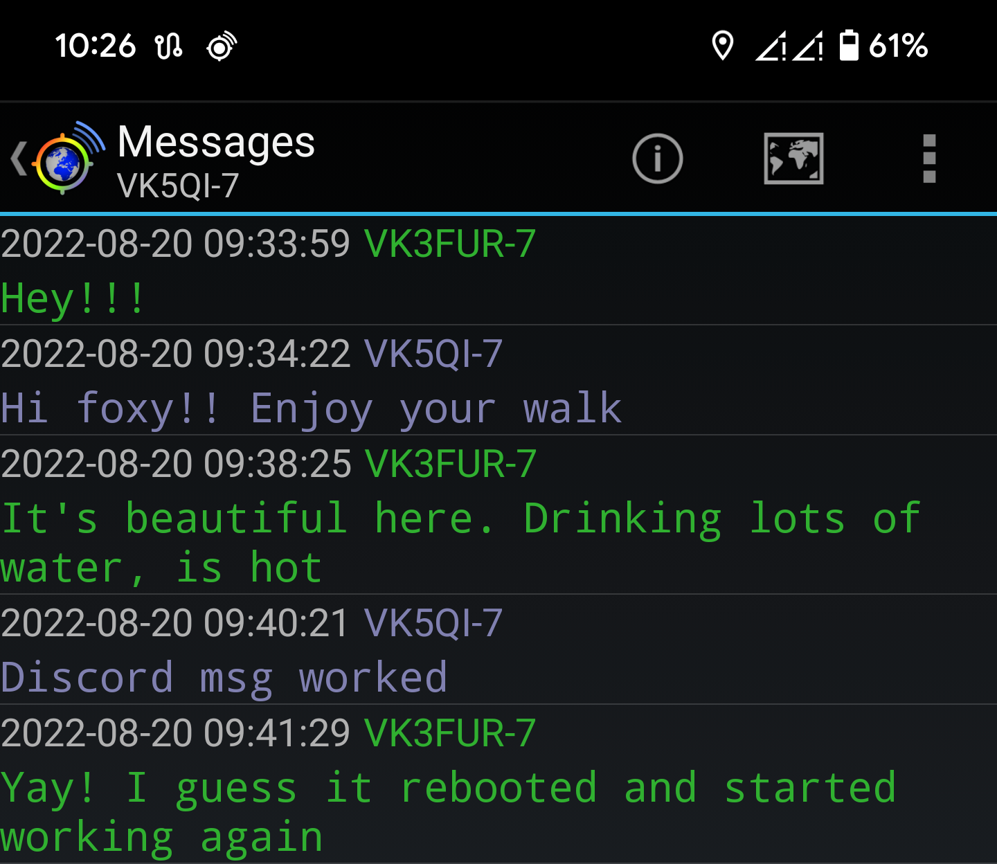 APRS messages being displayed in APRSDroid
