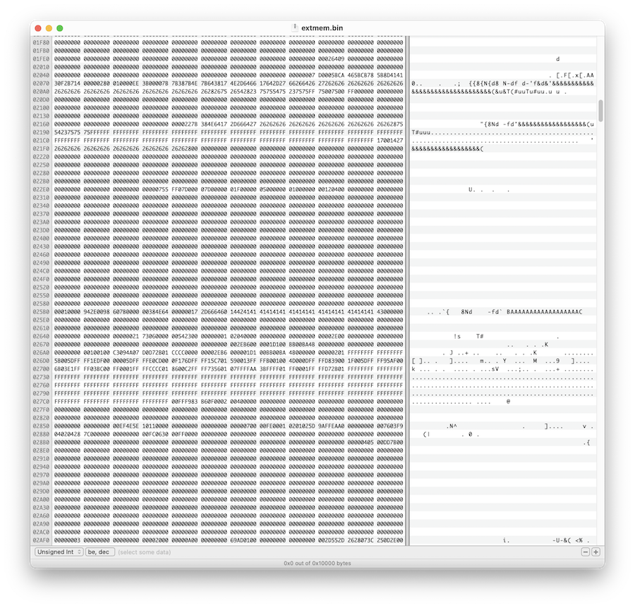 hex editor view showing the pagecall encoded