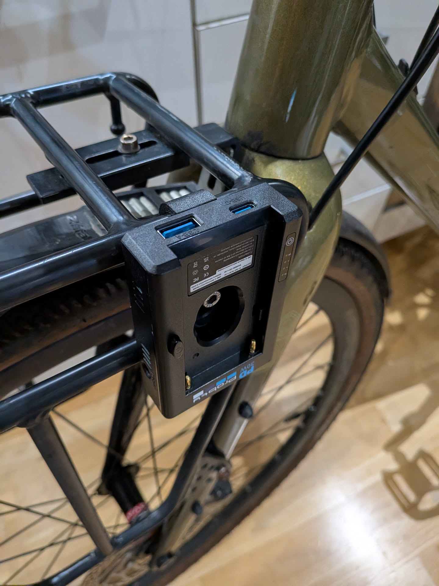 NP-F power plate connected to bike