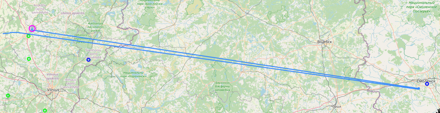 Zoomed out view of the above showing the large distance the gps had shifted